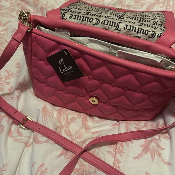 NWT Juicy Couture Medium Bling Pink Heart Embossed Purse - Picture 6 of 9